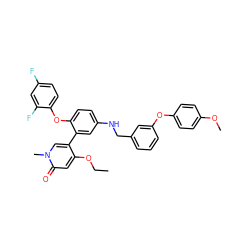 CCOc1cc(=O)n(C)cc1-c1cc(NCc2cccc(Oc3ccc(OC)cc3)c2)ccc1Oc1ccc(F)cc1F ZINC001772611126