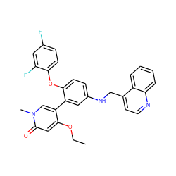 CCOc1cc(=O)n(C)cc1-c1cc(NCc2ccnc3ccccc23)ccc1Oc1ccc(F)cc1F ZINC001772593633