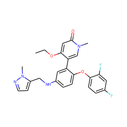 CCOc1cc(=O)n(C)cc1-c1cc(NCc2ccnn2C)ccc1Oc1ccc(F)cc1F ZINC001772584070