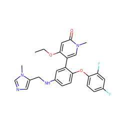 CCOc1cc(=O)n(C)cc1-c1cc(NCc2cncn2C)ccc1Oc1ccc(F)cc1F ZINC001772604610