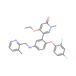 CCOc1cc(=O)n(C)cc1-c1cc(NCc2ncccc2C)ccc1Oc1ccc(F)cc1F ZINC001772608303