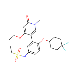 CCOc1cc(=O)n(C)cc1-c1cc(NS(=O)(=O)CC)ccc1OC1CCC(F)(F)CC1 ZINC000217703070