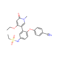 CCOc1cc(=O)n(C)cc1-c1cc(NS(=O)(=O)CC)ccc1Oc1ccc(C#N)cc1 ZINC000217630419