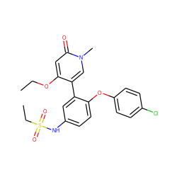 CCOc1cc(=O)n(C)cc1-c1cc(NS(=O)(=O)CC)ccc1Oc1ccc(Cl)cc1 ZINC000207089527