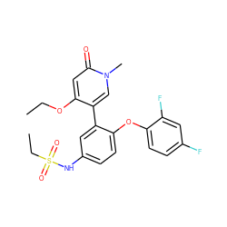 CCOc1cc(=O)n(C)cc1-c1cc(NS(=O)(=O)CC)ccc1Oc1ccc(F)cc1F ZINC000217511794