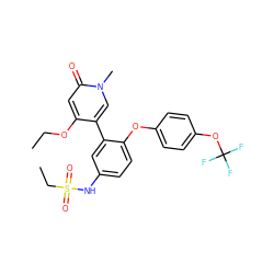 CCOc1cc(=O)n(C)cc1-c1cc(NS(=O)(=O)CC)ccc1Oc1ccc(OC(F)(F)F)cc1 ZINC000217610209