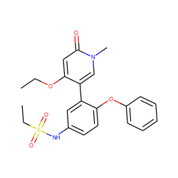 CCOc1cc(=O)n(C)cc1-c1cc(NS(=O)(=O)CC)ccc1Oc1ccccc1 ZINC001772605739