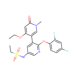 CCOc1cc(=O)n(C)cc1-c1cc(NS(=O)(=O)CC)cnc1Oc1ccc(F)cc1F ZINC001772573386