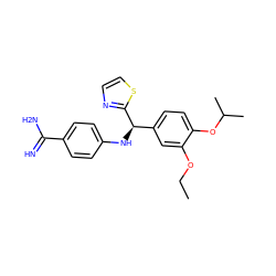 CCOc1cc([C@@H](Nc2ccc(C(=N)N)cc2)c2nccs2)ccc1OC(C)C ZINC000143100768