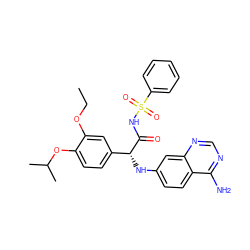 CCOc1cc([C@@H](Nc2ccc3c(N)ncnc3c2)C(=O)NS(=O)(=O)c2ccccc2)ccc1OC(C)C ZINC000003986184