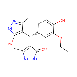 CCOc1cc([C@@H](c2c(C)n[nH]c2O)c2c(C)[nH][nH]c2=O)ccc1O ZINC000019810837