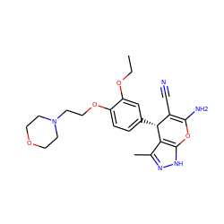 CCOc1cc([C@@H]2C(C#N)=C(N)Oc3[nH]nc(C)c32)ccc1OCCN1CCOCC1 ZINC000013116861