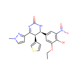 CCOc1cc([C@@H]2NC(=O)N=C(c3ccn(C)n3)[C@@H]2c2ccsc2)cc([N+](=O)[O-])c1O ZINC000169702726