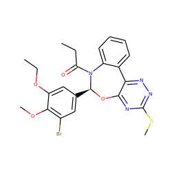 CCOc1cc([C@@H]2Oc3nc(SC)nnc3-c3ccccc3N2C(=O)CC)cc(Br)c1OC ZINC000000684434