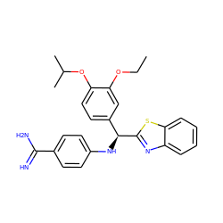 CCOc1cc([C@H](Nc2ccc(C(=N)N)cc2)c2nc3ccccc3s2)ccc1OC(C)C ZINC000200944850