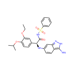 CCOc1cc([C@H](Nc2ccc3c(N)[nH]nc3c2)C(=O)NS(=O)(=O)c2ccccc2)ccc1OC(C)C ZINC000038517746