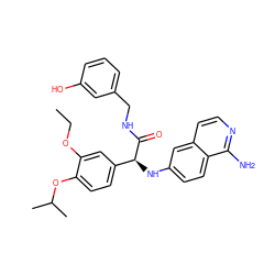 CCOc1cc([C@H](Nc2ccc3c(N)nccc3c2)C(=O)NCc2cccc(O)c2)ccc1OC(C)C ZINC000034786168