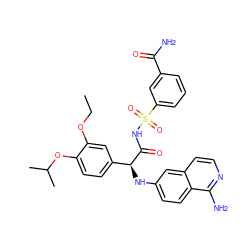 CCOc1cc([C@H](Nc2ccc3c(N)nccc3c2)C(=O)NS(=O)(=O)c2cccc(C(N)=O)c2)ccc1OC(C)C ZINC000096284585