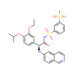 CCOc1cc([C@H](Nc2ccc3cnccc3c2)C(=O)NS(=O)(=O)c2cccc(S(C)(=O)=O)c2)ccc1OC(C)C ZINC000096284575