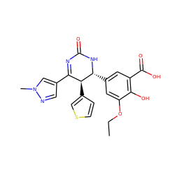 CCOc1cc([C@H]2NC(=O)N=C(c3cnn(C)c3)[C@@H]2c2ccsc2)cc(C(=O)O)c1O ZINC000169702735