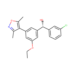 CCOc1cc(-c2c(C)noc2C)cc([C@H](O)c2cccc(Cl)c2)c1 ZINC000095588567