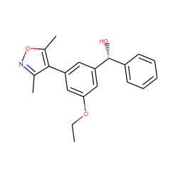 CCOc1cc(-c2c(C)noc2C)cc([C@H](O)c2ccccc2)c1 ZINC000095592201