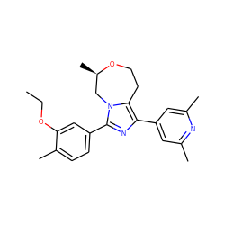 CCOc1cc(-c2nc(-c3cc(C)nc(C)c3)c3n2C[C@@H](C)OCC3)ccc1C ZINC001772625970