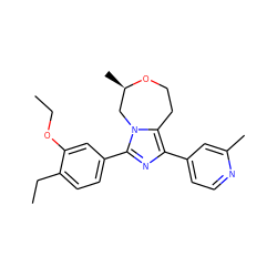 CCOc1cc(-c2nc(-c3ccnc(C)c3)c3n2C[C@@H](C)OCC3)ccc1CC ZINC001772579662