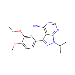 CCOc1cc(-c2nn(C(C)C)c3ncnc(N)c23)ccc1OC ZINC000008581983