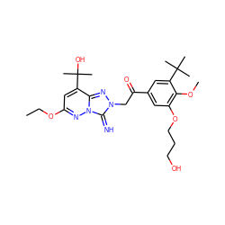 CCOc1cc(C(C)(C)O)c2nn(CC(=O)c3cc(OCCCO)c(OC)c(C(C)(C)C)c3)c(=N)n2n1 ZINC000115496174