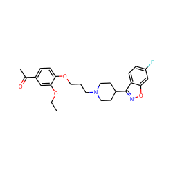 CCOc1cc(C(C)=O)ccc1OCCCN1CCC(c2noc3cc(F)ccc23)CC1 ZINC000013740855