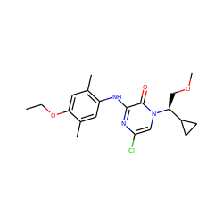 CCOc1cc(C)c(Nc2nc(Cl)cn([C@@H](COC)C3CC3)c2=O)cc1C ZINC000043080619