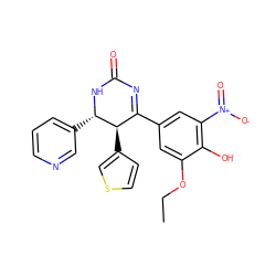 CCOc1cc(C2=NC(=O)N[C@@H](c3cccnc3)[C@@H]2c2ccsc2)cc([N+](=O)[O-])c1O ZINC000169702738