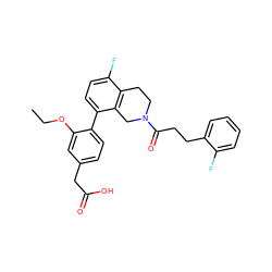 CCOc1cc(CC(=O)O)ccc1-c1ccc(F)c2c1CN(C(=O)CCc1ccccc1F)CC2 ZINC000144063822