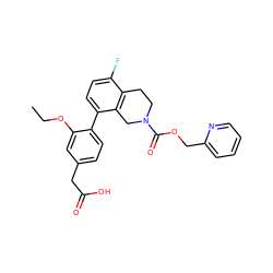 CCOc1cc(CC(=O)O)ccc1-c1ccc(F)c2c1CN(C(=O)OCc1ccccn1)CC2 ZINC000143949661