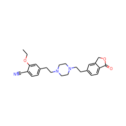 CCOc1cc(CCN2CCN(CCc3ccc4c(c3)COC4=O)CC2)ccc1C#N ZINC000095562823