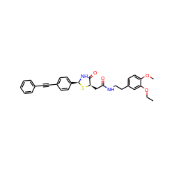 CCOc1cc(CCNC(=O)C[C@H]2S[C@@H](c3ccc(C#Cc4ccccc4)cc3)NC2=O)ccc1OC ZINC000095564541