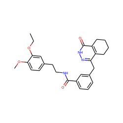 CCOc1cc(CCNC(=O)c2cccc(Cc3n[nH]c(=O)c4c3CCCC4)c2)ccc1OC ZINC000168461092