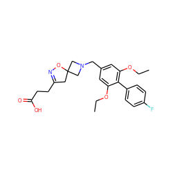 CCOc1cc(CN2CC3(CC(CCC(=O)O)=NO3)C2)cc(OCC)c1-c1ccc(F)cc1 ZINC001772655111