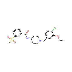 CCOc1cc(CN2CCC(NC(=O)c3cccc(S(C)(=O)=O)c3)CC2)ccc1Cl ZINC000028861881