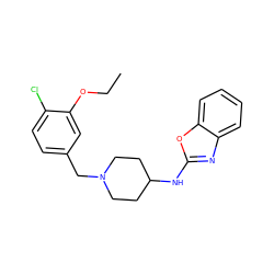 CCOc1cc(CN2CCC(Nc3nc4ccccc4o3)CC2)ccc1Cl ZINC000028827117