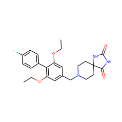 CCOc1cc(CN2CCC3(CC2)NC(=O)NC3=O)cc(OCC)c1-c1ccc(F)cc1 ZINC000118864373