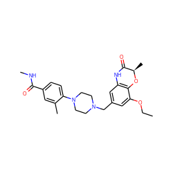 CCOc1cc(CN2CCN(c3ccc(C(=O)NC)cc3C)CC2)cc2c1O[C@H](C)C(=O)N2 ZINC000096274099