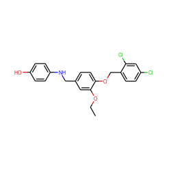 CCOc1cc(CNc2ccc(O)cc2)ccc1OCc1ccc(Cl)cc1Cl ZINC000002160113