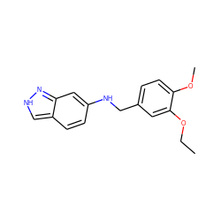 CCOc1cc(CNc2ccc3c[nH]nc3c2)ccc1OC ZINC000008579850