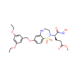 CCOc1cc(COc2ccc3c(c2)NCCN([C@H](CCC(=O)OC)C(=O)NO)S3(=O)=O)cc(OCC)c1 ZINC000029488588