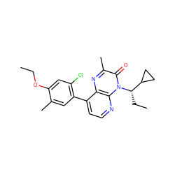 CCOc1cc(Cl)c(-c2ccnc3c2nc(C)c(=O)n3[C@@H](CC)C2CC2)cc1C ZINC000084709535