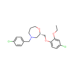 CCOc1cc(Cl)ccc1OC[C@@H]1CN(Cc2ccc(Cl)cc2)CCCO1 ZINC000013579739