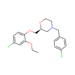 CCOc1cc(Cl)ccc1OC[C@@H]1CN(Cc2ccc(Cl)cc2)CCO1 ZINC000013579642