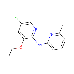 CCOc1cc(Cl)cnc1Nc1cccc(C)n1 ZINC000028528476